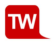 Logo with 'TW' in a speech bubble