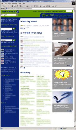 Click to enlarge: News portal with aggregated news above the fold, and directory below the fold