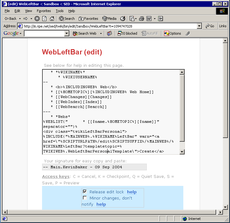 Editing the <a class=